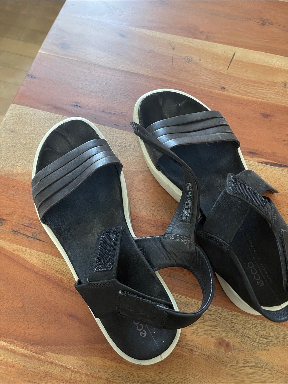 Ecco Black and White Comfortable Women's Sandals